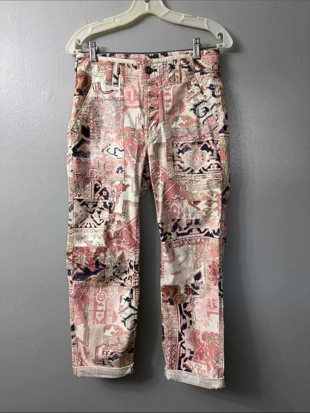 Anthropologie The Wanderer Utility Pants Button Fly Straight Leg Jeans 26 - Picture 2 of 8
